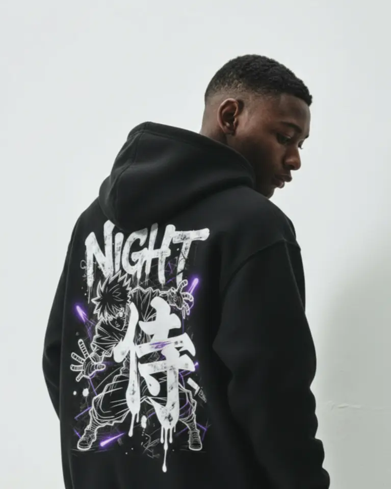 侍: Shadow Pulse Black Oversize Hoodie